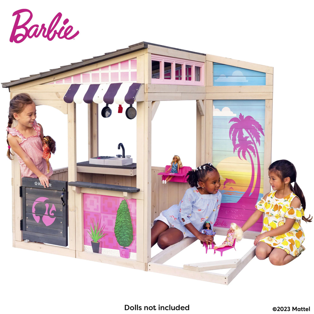 Wooden Outdoor Playhouse with Doll Table and Chairs E311137