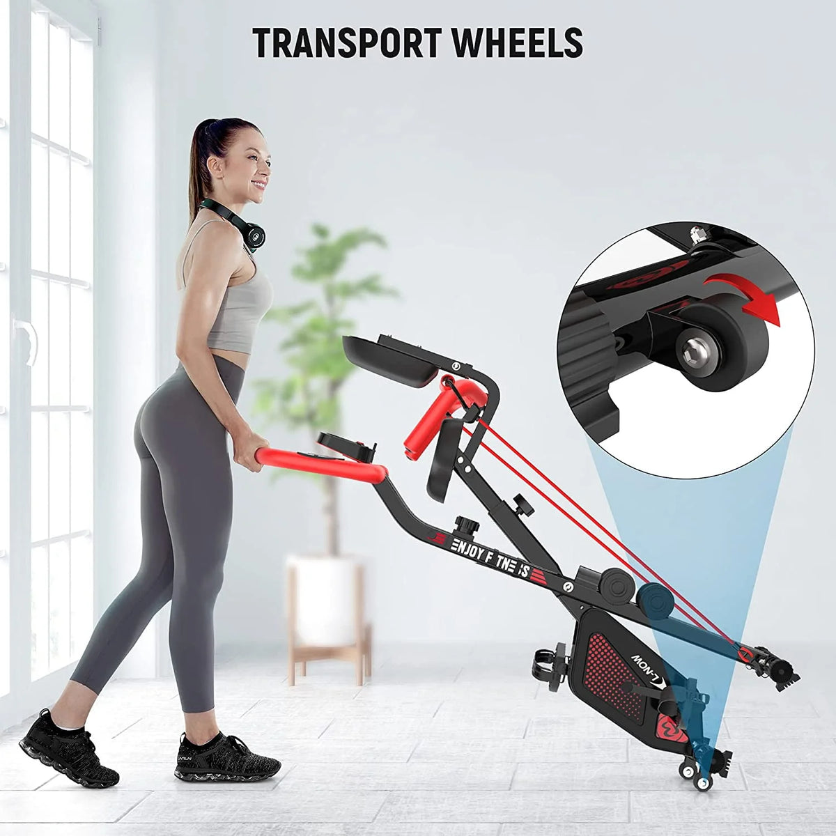 Foldable Magnetic Exercise Bike with Arm Resistance Bands R4947