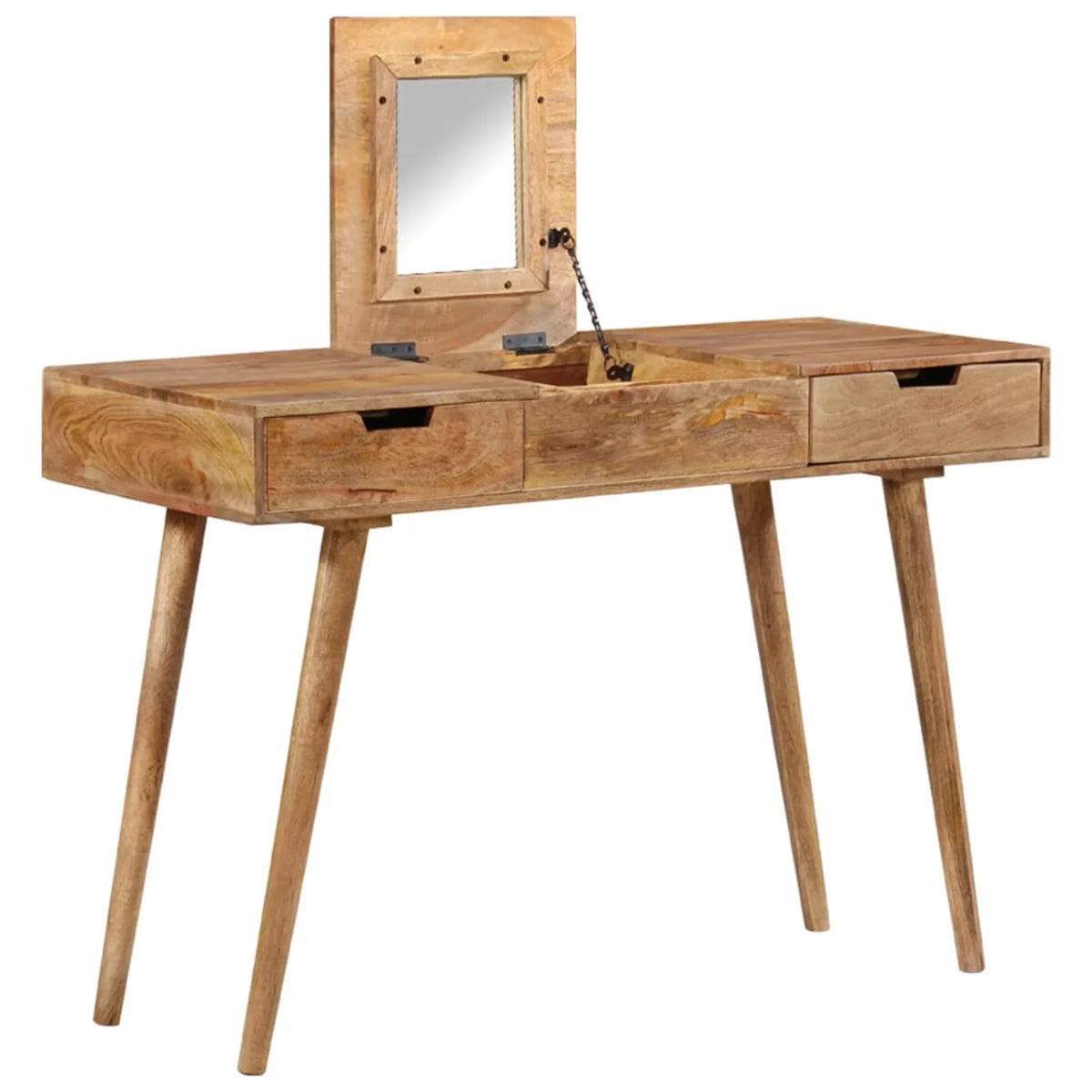 Folding Mirror Makeup Table with 2 Drawer Mango Wood Vanity B259