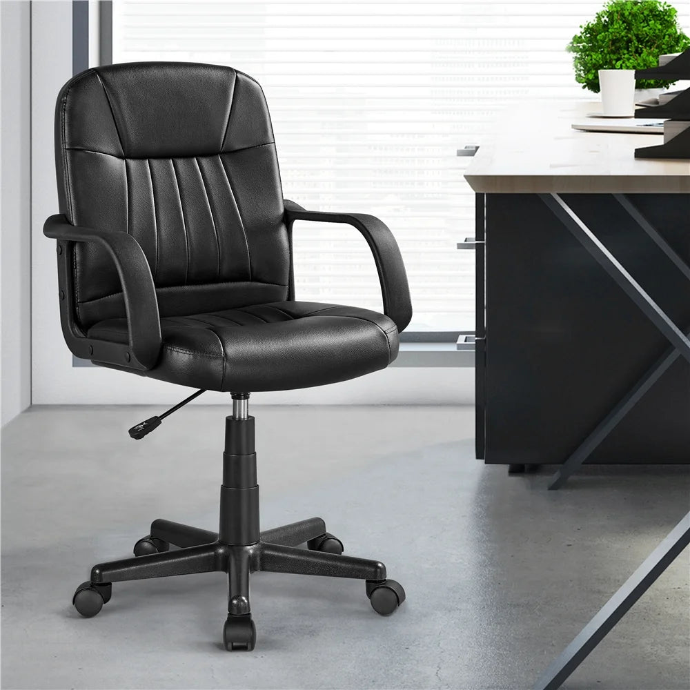 Black Faux Leather Adjustable Swivel Office Chair W422