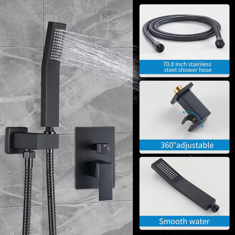 Black 12 in. Shower Faucet Head with Handheld U89635