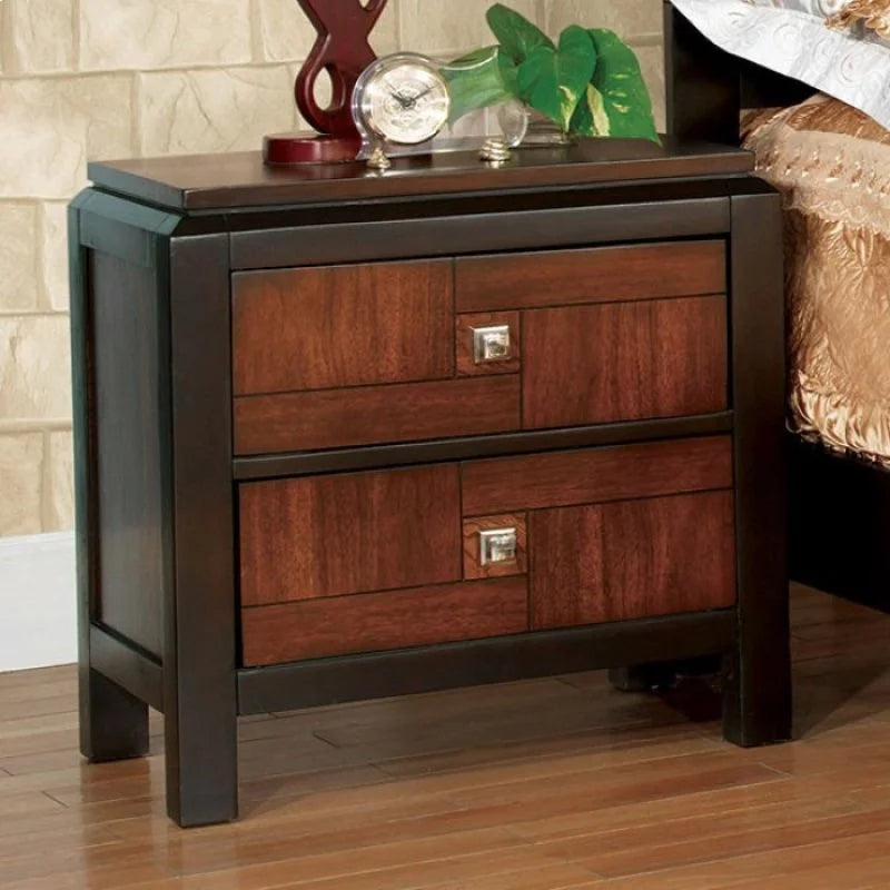 Walnut Acacia Finish 3pc Eastern King Size Bed and 2 Nightstands M48210