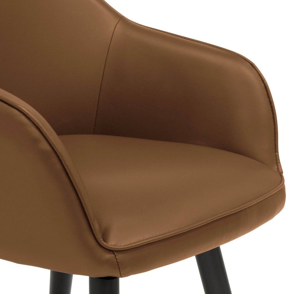 Caramel Brown Faux Leather Accent Chair with Arms D727655