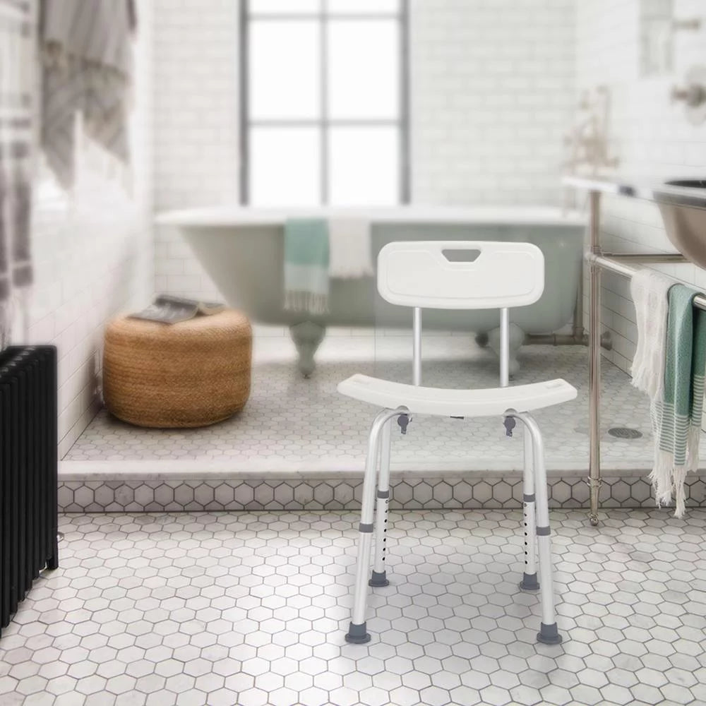 Adjustable Shower Chair Seat Bench with Removable Back I1222