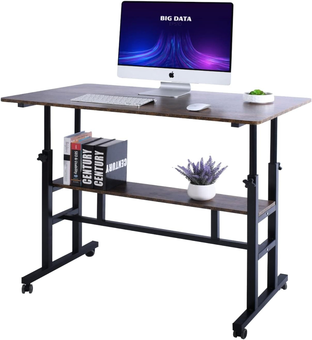 Adjustable Rolling Laptop Cart on Wheels, Black 31.5 x 19.7 G632