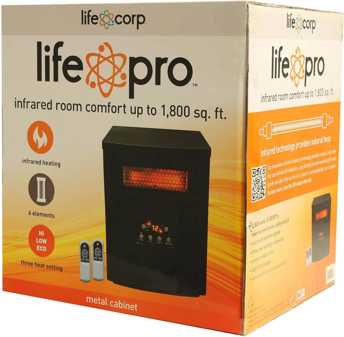 1500W Portable Electric Infrared Quartz Space Heater with Remote Control Black 2 Pack R3196