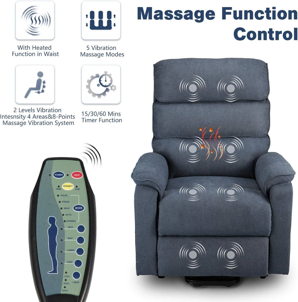 Blue Dual Motor Power Lift Recliner Chair A8098