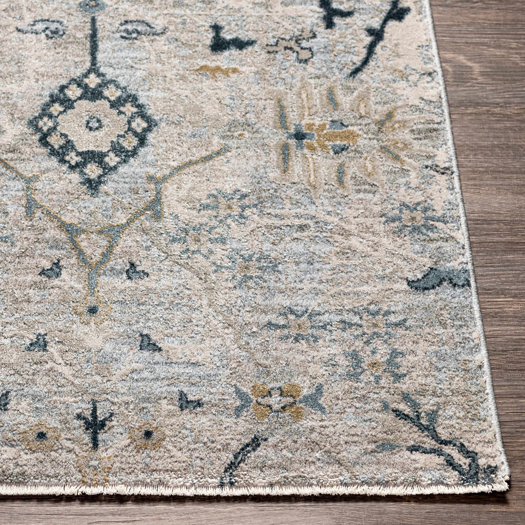 Blue Grey Beige 9' x 12' Area Rug U1539