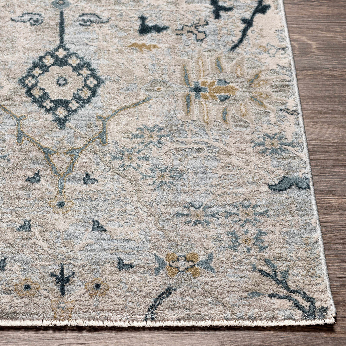 Blue Grey Beige 9' x 12' Area Rug U1539