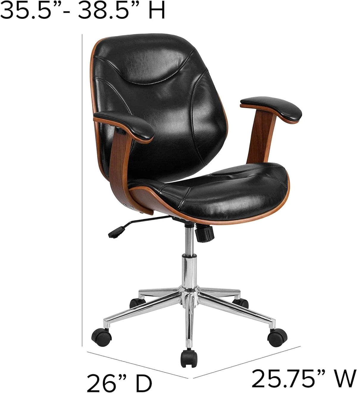 Black Faux Leather Ergonomic Office Chair A55116