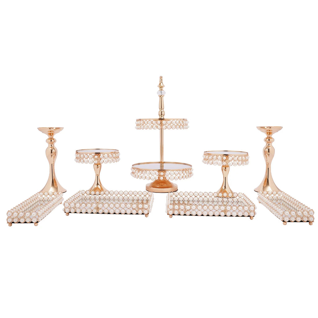 9 Pcs Acrylic Pearl Cake Stand Set Y588911