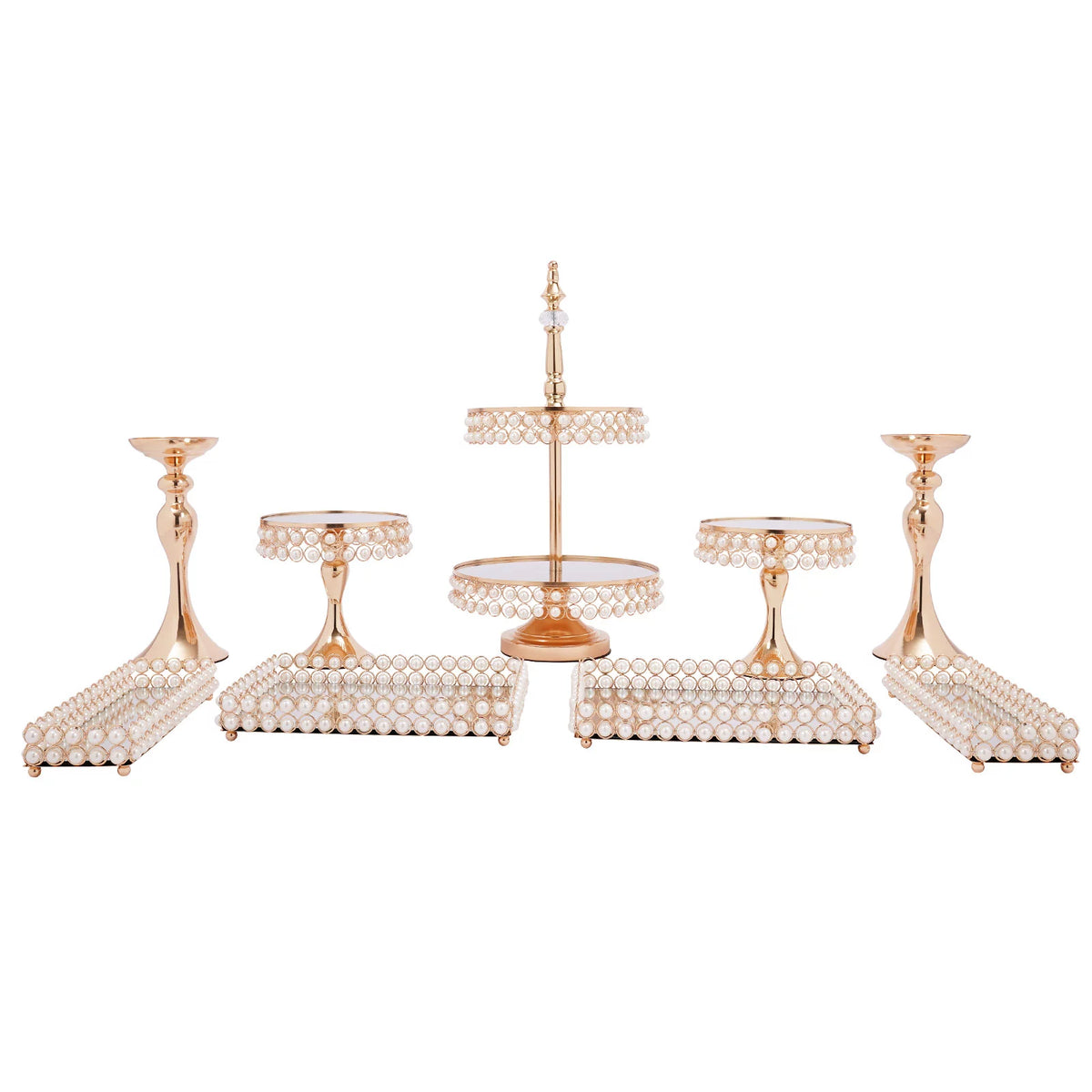 9 Pcs Acrylic Pearl Cake Stand Set Y588911