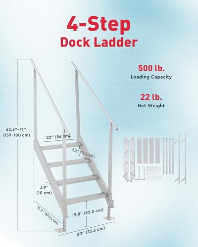 4 Step Aluminum Dock Ladder with Wide Step L91438