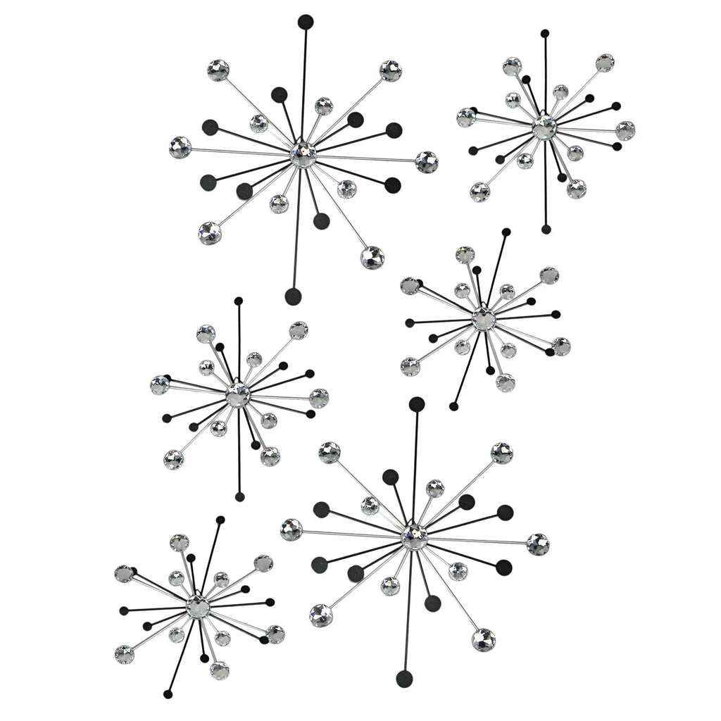 Black and Silver Metal Starburst Wall Décor Set G89771