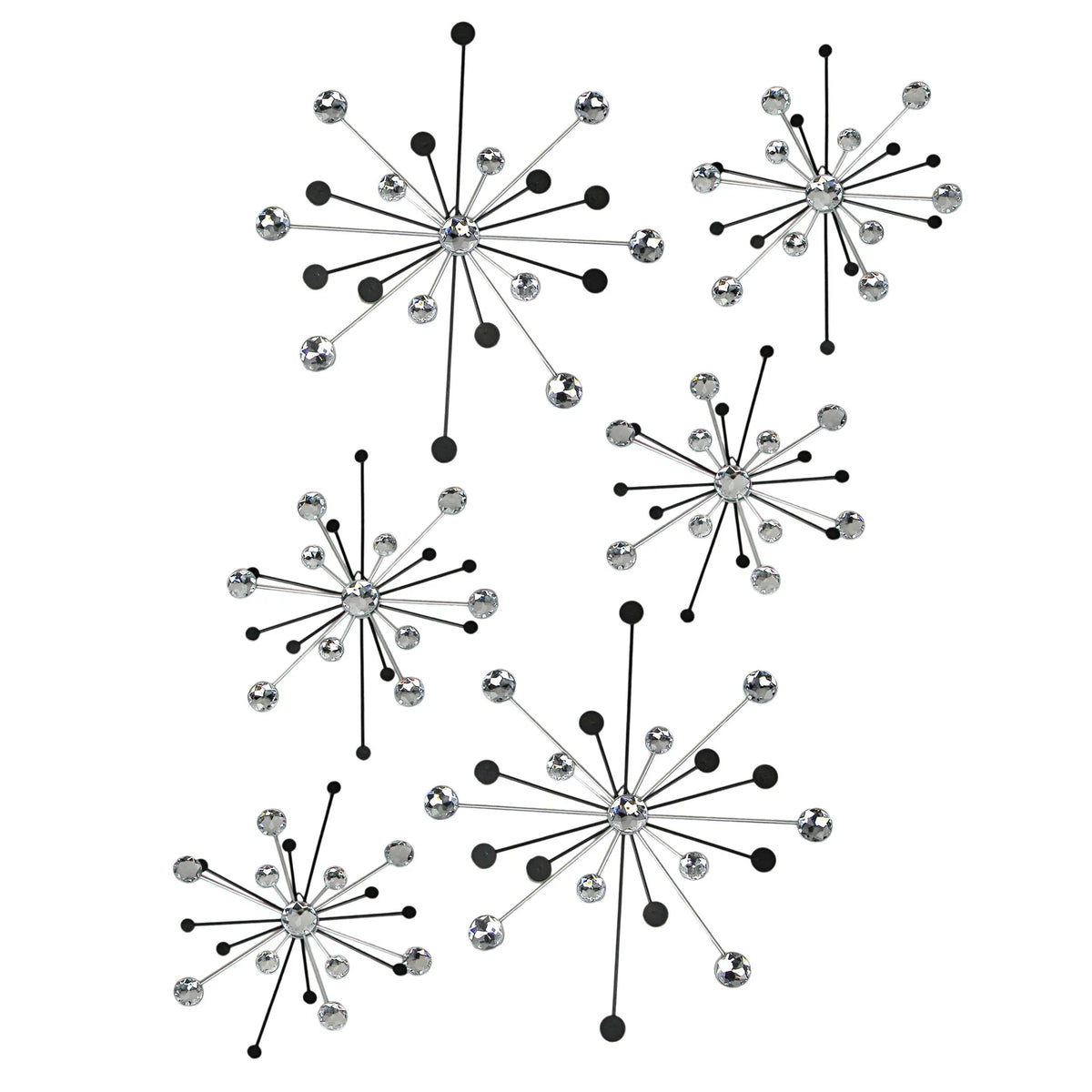 Black and Silver Metal Starburst Wall Décor Set G89771