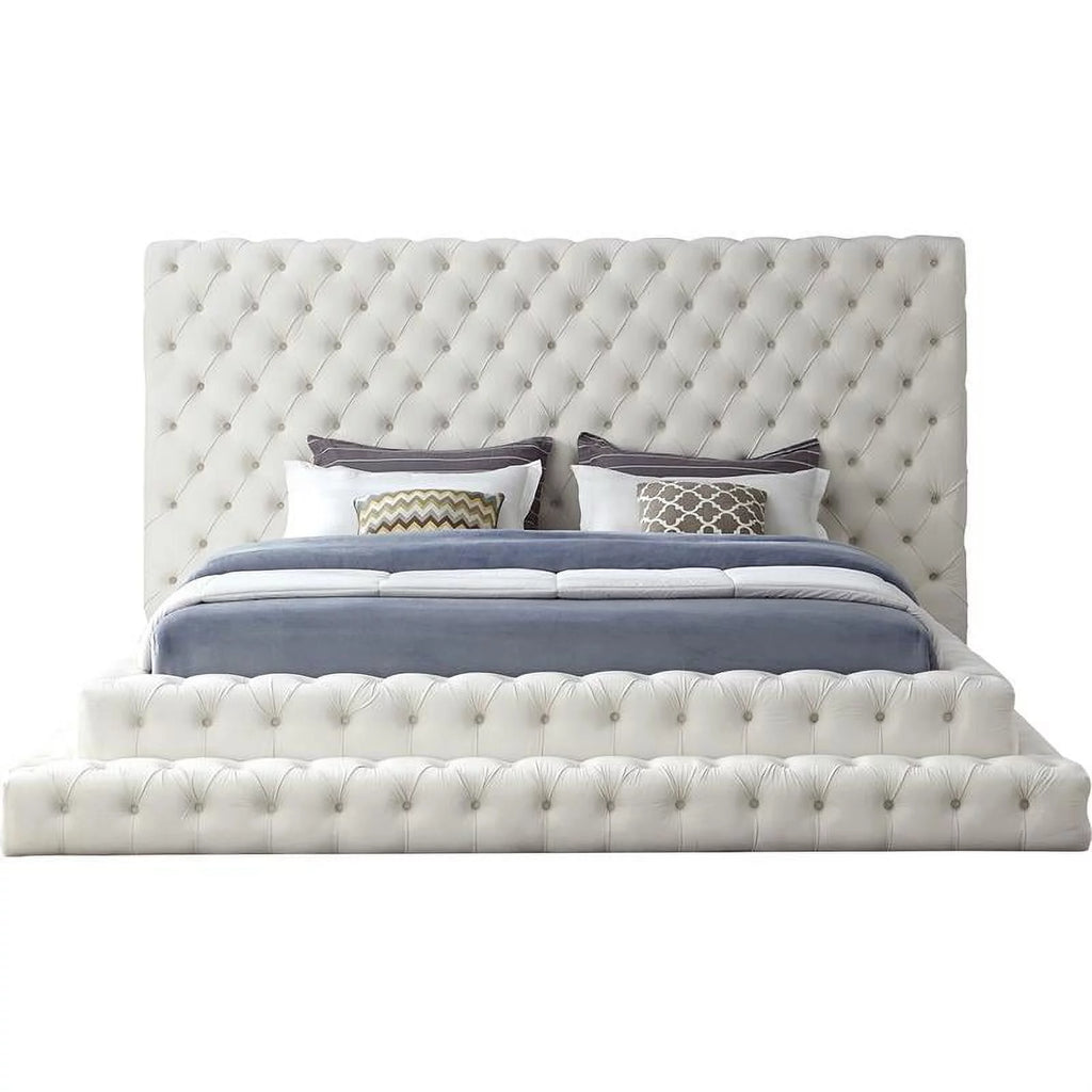 Cream Velvet King Bed K275