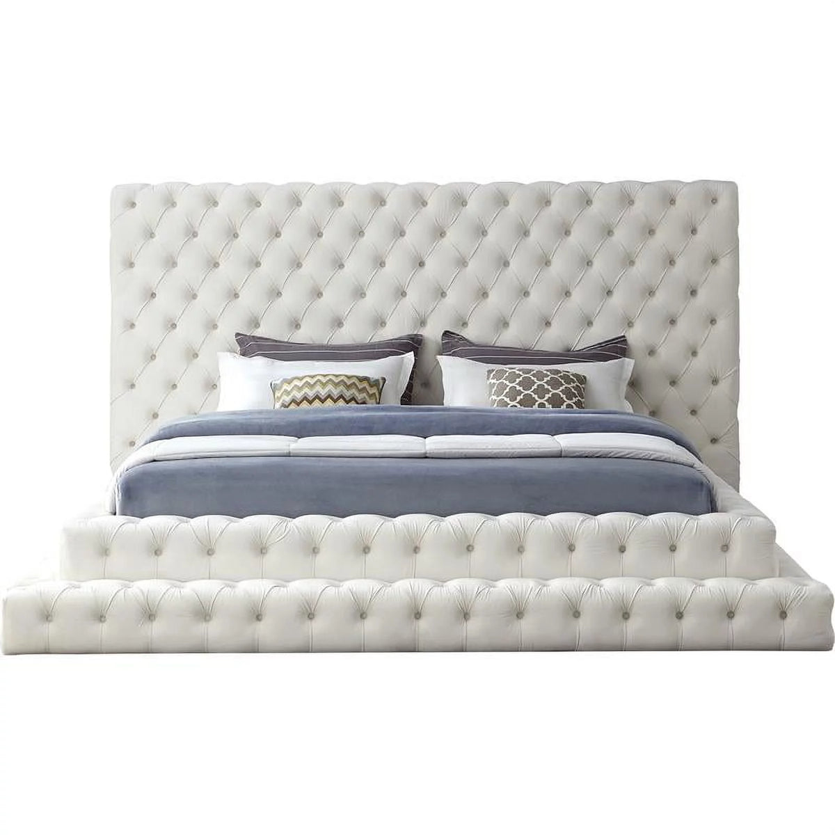 Cream Velvet King Bed K275