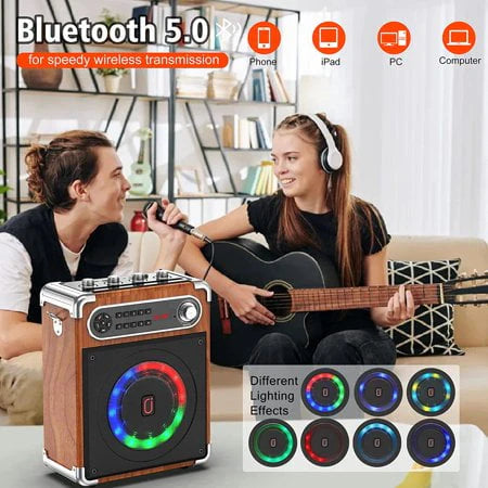 Karaoke Machine with 2 Wireless Microphones Bluetooth Speaker System E47433