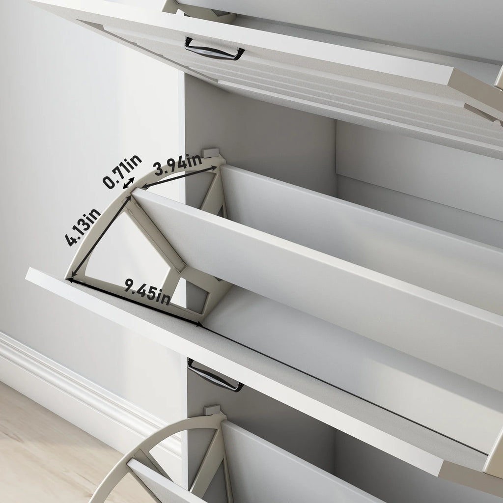 White Narrow 3 Door 2 Drawer Shoe Storage Cabinet H33522