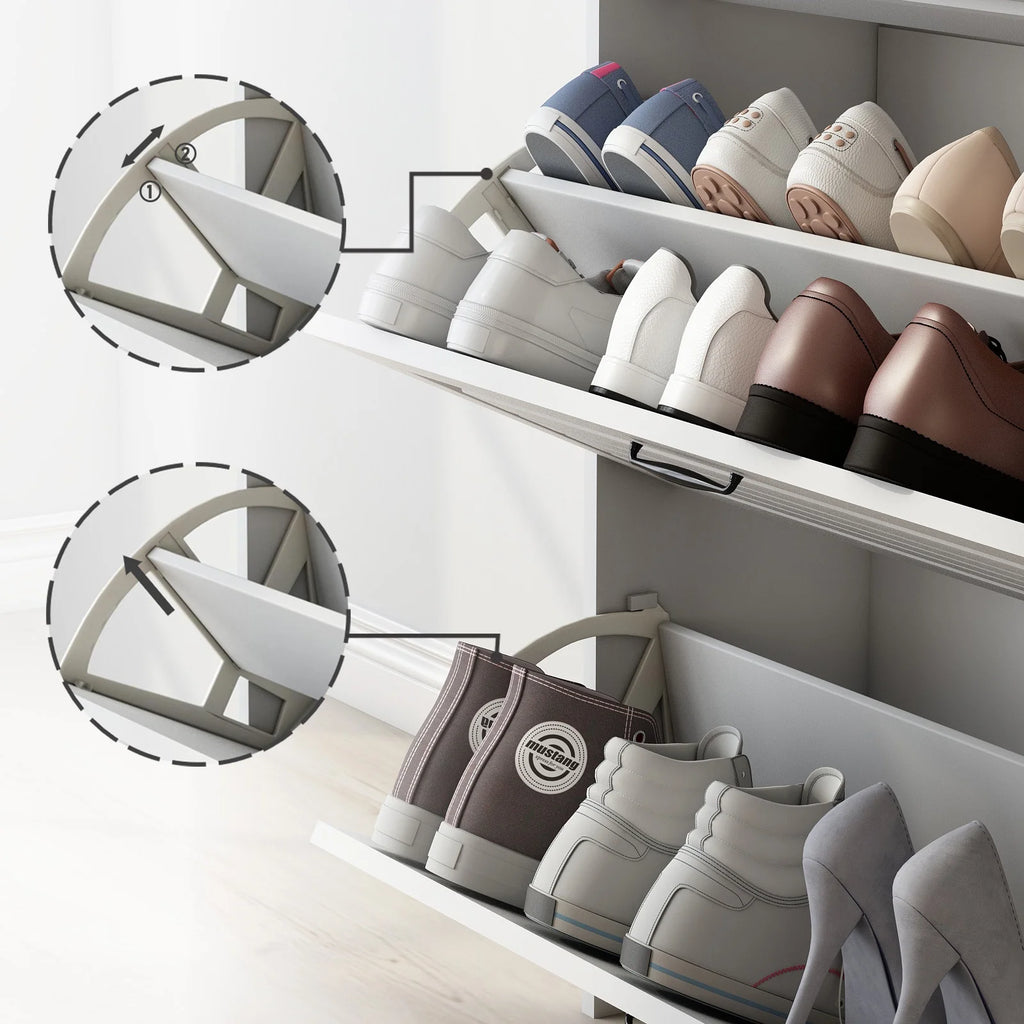 White Narrow 3 Door 2 Drawer Shoe Storage Cabinet H33522