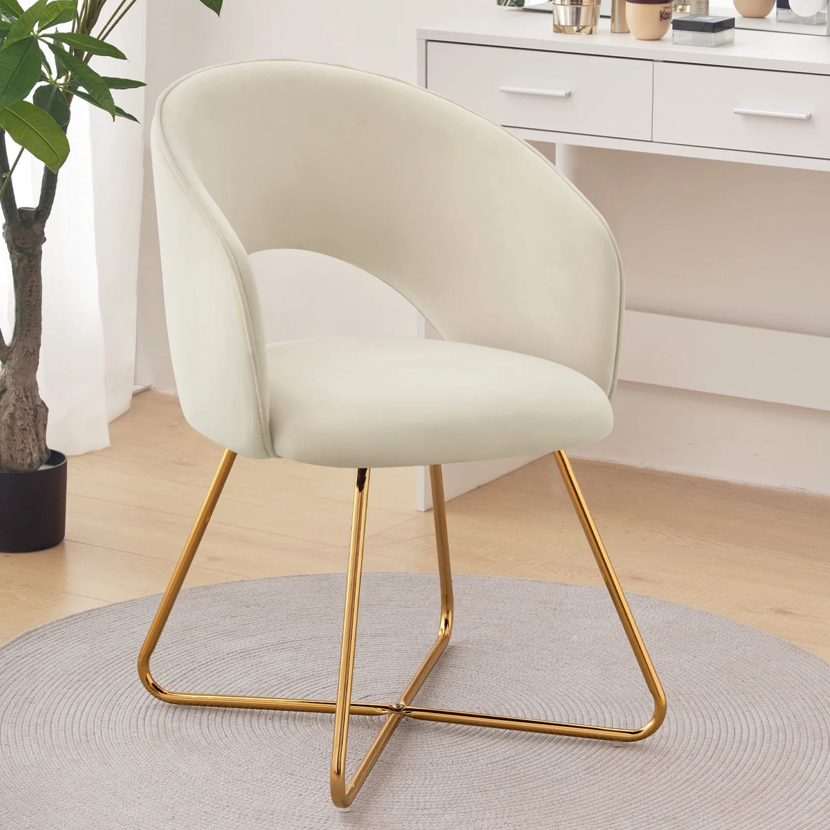 Khaki Velvet Upholstered Accent Chair I551925