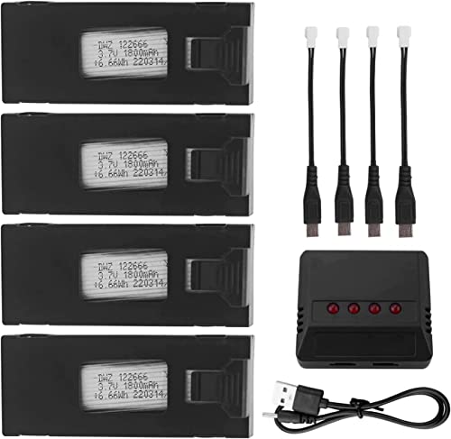 3.7V 1800mAh Li-po Batteries 4PCS with 4-in-1 Charger Y168519