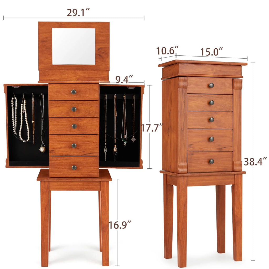 Jewelry Cabinet Armoire & Storage Organizer 5 Drawers N59916