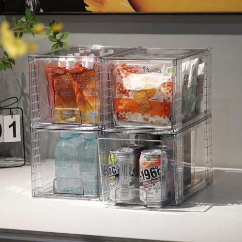 Clear Stackable Kitchen Storage Drawers with Handles C55647