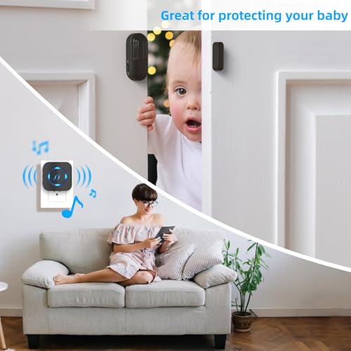Wireless Door Sensor Chime 500 FT Range 26 Chimes 2 Sensors 1 Receiver R912