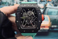 Black Bezel Red Markers Green Rubber Strap M111