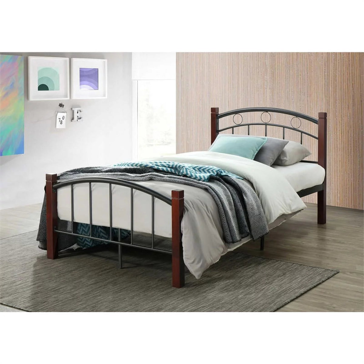 Twin Metal Bed with Headboard and Footboard Q765