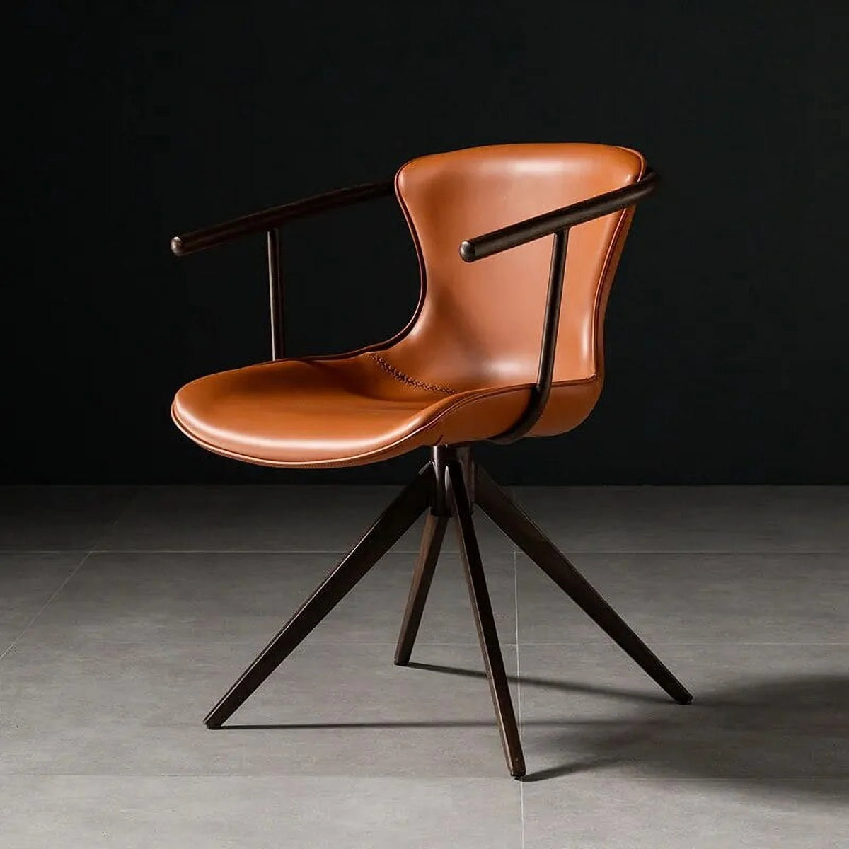 Nordic Retro Leisure Office Chair Leather Armchair Swivel Chair H144