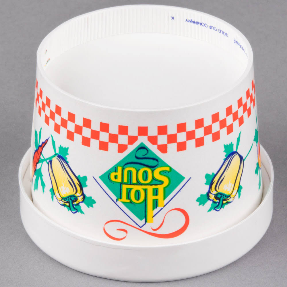 Double-Sided Polyethylene-Coated Paper Food Container with Lid, 8-oz. Capacity L261