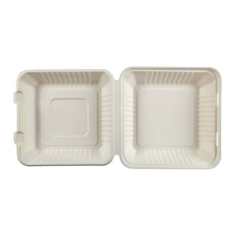 White Molded Fiber Hinged Lid Container G32547