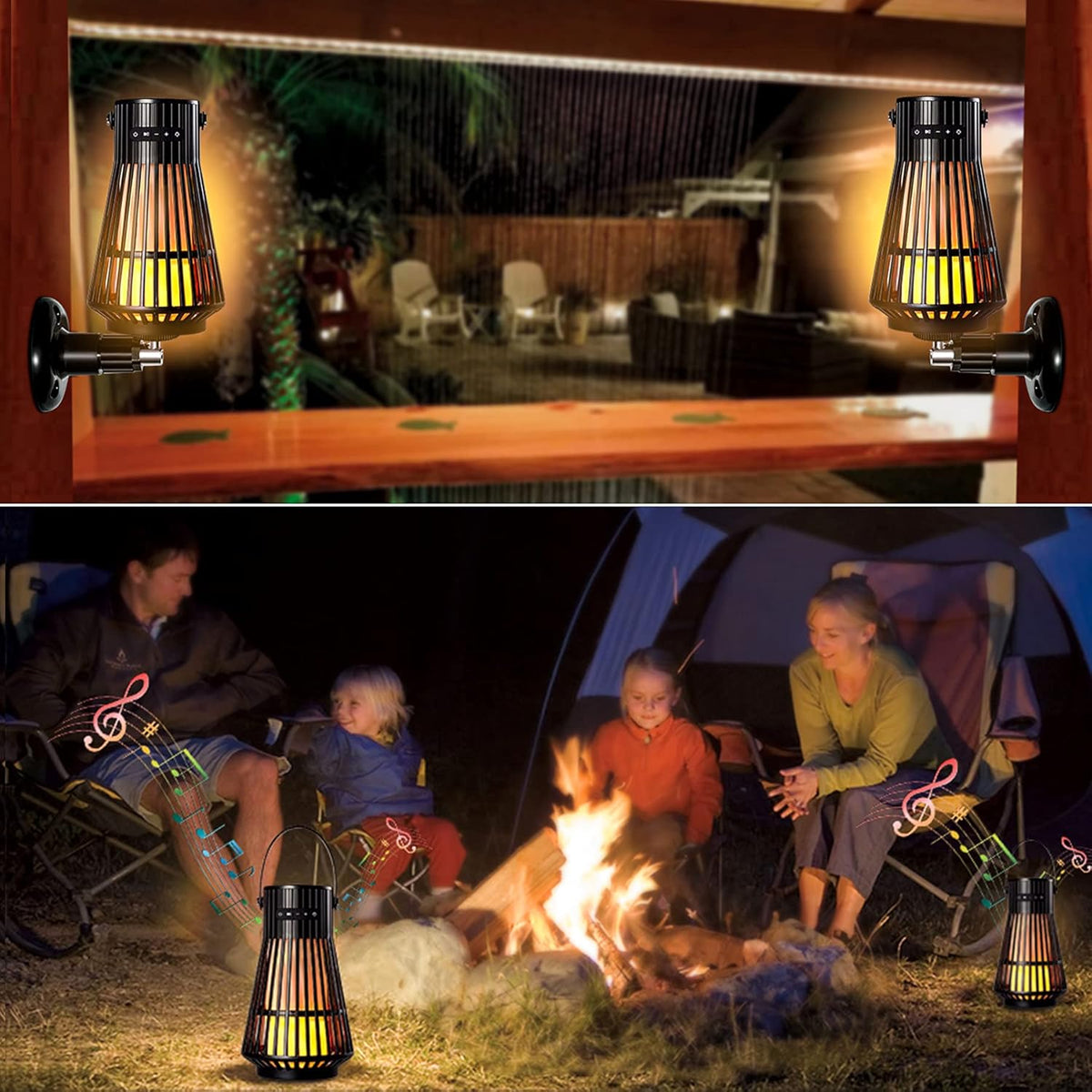 Waterproof LED Flame Tiki Torch Bluetooth Speakers 2 Pack L26951