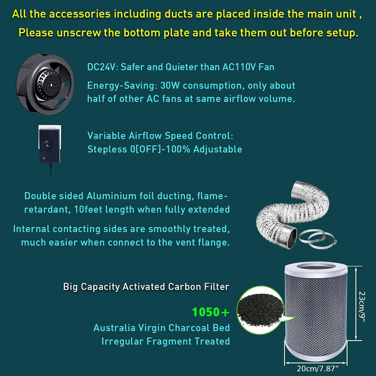 4” Carbon Filter Grow Tent Ventilation Kit with 200CFM Inline Fan K960230