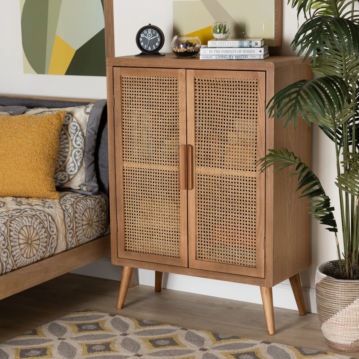 Medium Oak Finished Wood 2-Door Accent Storage Cabinet Q624102