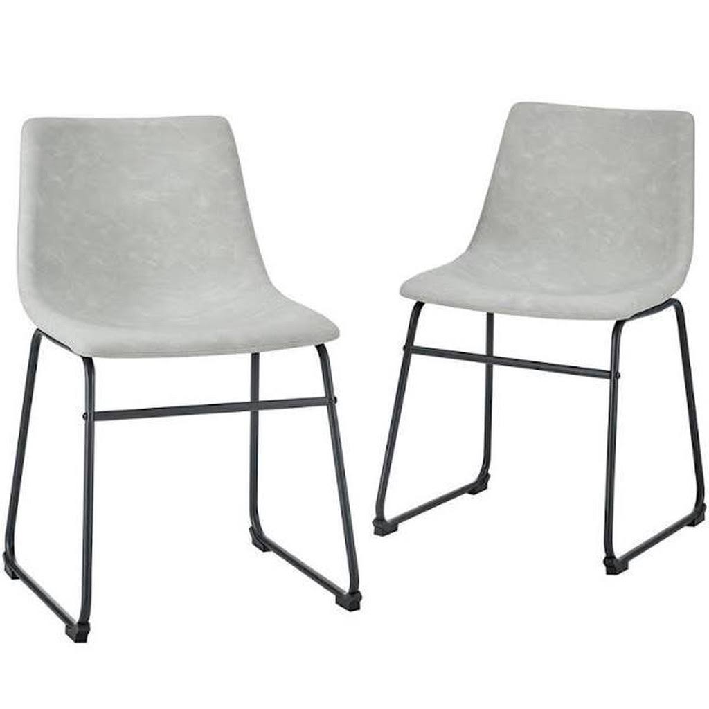 Grey Faux Leather Dining Chair Set of 2 G4873
