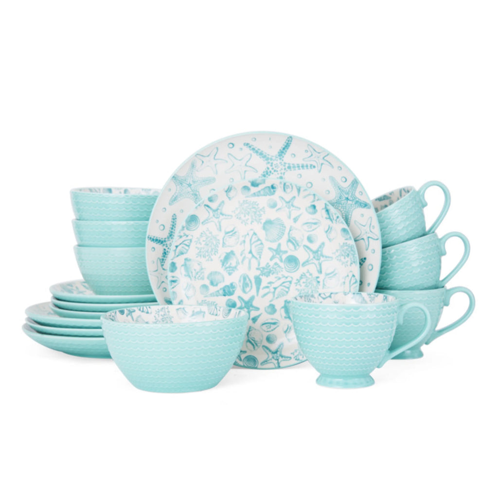 Teal Stoneware 16-Piece Dinnerware Set V98071