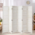6 Panel White Wood Folding Room Divider S4626