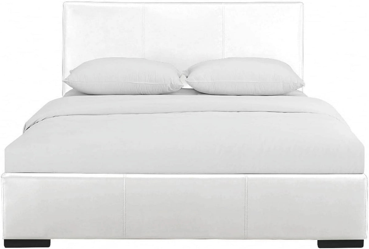White Upholstered Platform Bed Frame Full V722
