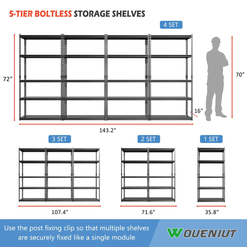 5 Tier Adjustable Heavy Duty Metal Storage Shelves C536723