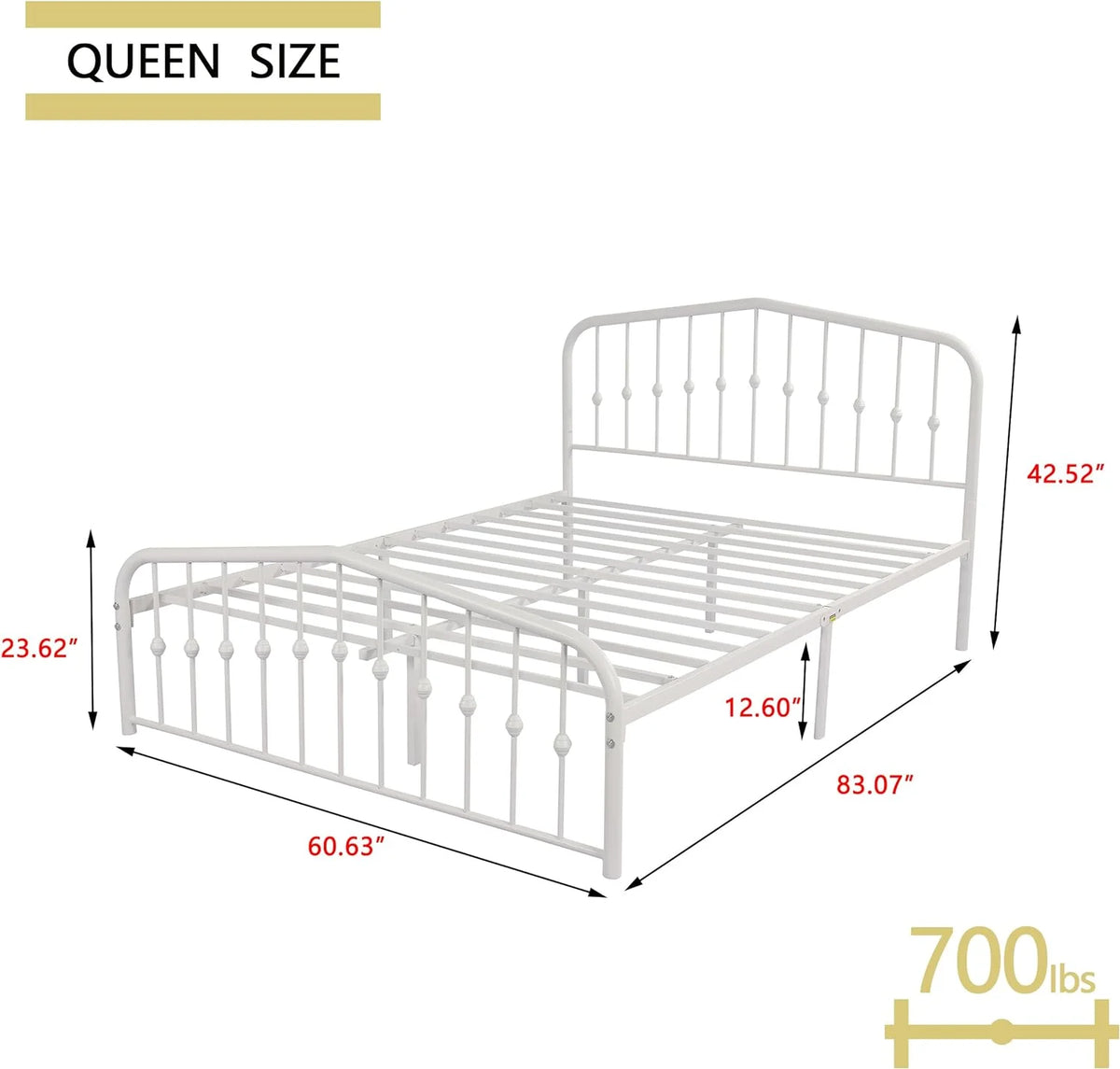 Black Metal Bed Frame Full Size with Headboard and Footboard Q9221