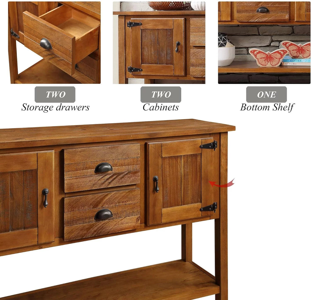 Brown Console Table with 2 Drawers and Cabinets C443953