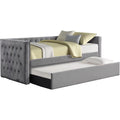 Gray Tufted Fabric Daybed with Trundle B37954