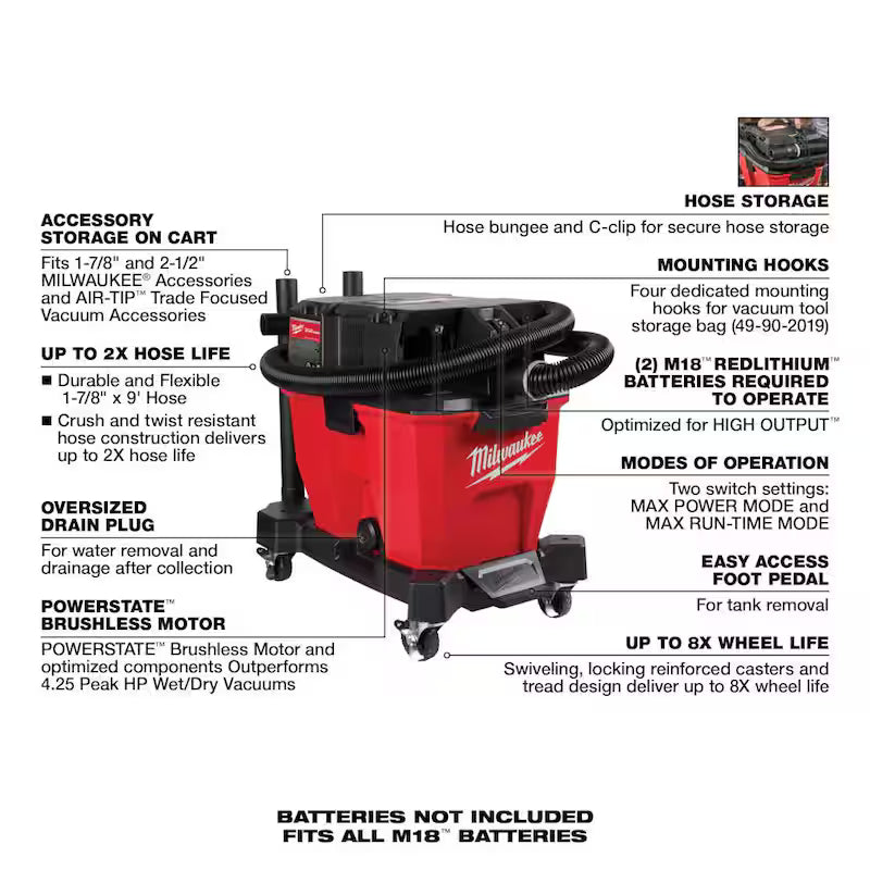 9 Gal. Cordless Wet/Dry Shop Vacuum with Right Angle Tool and Bag X191