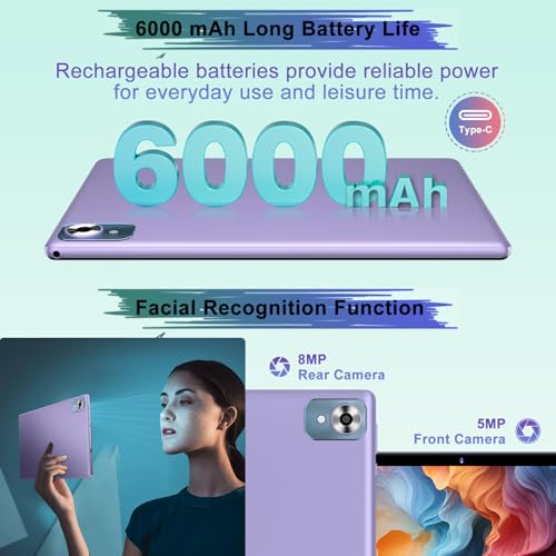 Android 14 Tablet with Keyboard 20GB+128GB 10.1 Inch Octa-Core 2-in-1 HD IPS Display Black P388