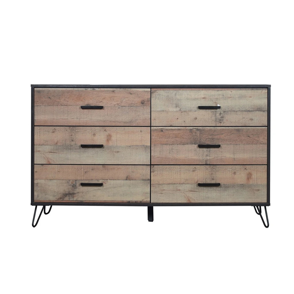 Rustic Brown Wood 6 Drawer Dresser U96636
