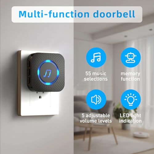 Wireless Door Sensor Chime 500 FT Range 26 Chimes 2 Sensors 1 Receiver R912