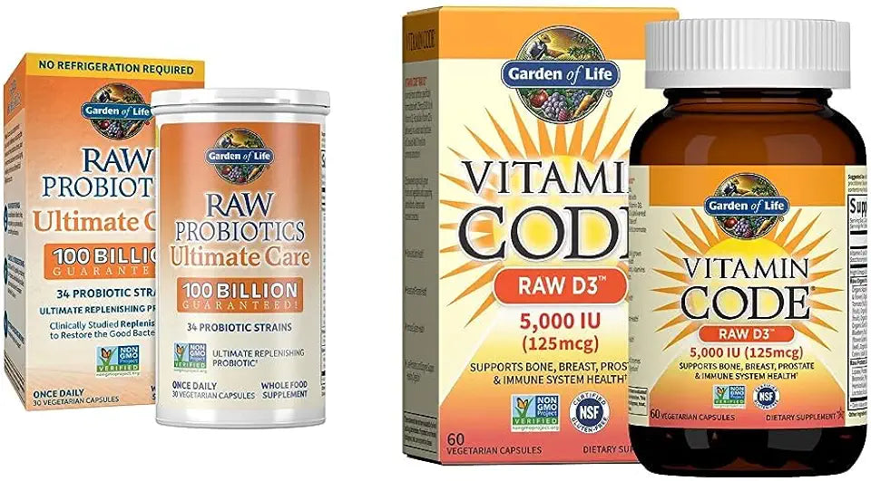 30 Capsules & 60 Count Organic Probiotics and Vitamin D3 D143